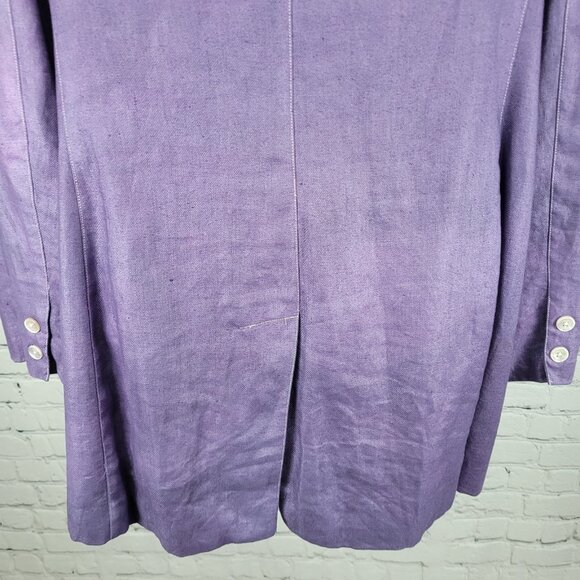 Lauren Ralph Lauren Purple Linen Buttoned Lined Notch Blazer Jacket Size 14 - Picture 13 of 16